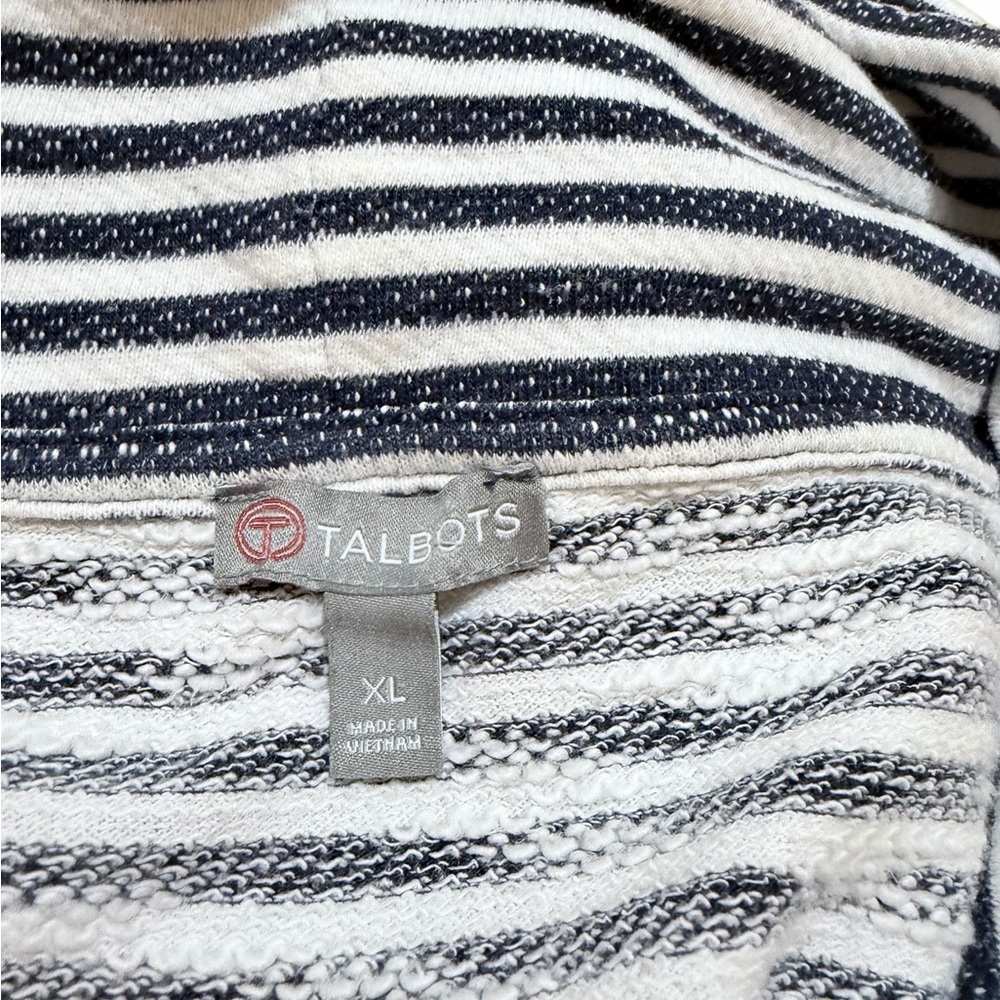 💙TALBOTS STRIPED COWL NECK Striped Navy and White Pullover - Picture 10 of 11
